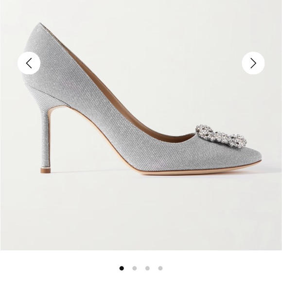 Manolo Blahnik Hangisi Silver Glitter Pump - Picture 15 of 15